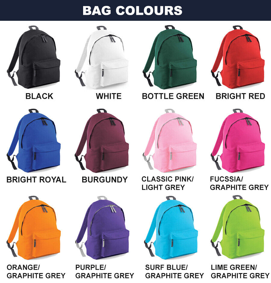 Personalised School Backpack Bag Kids Any Name Text Girls Boys Rucksack PE Kit