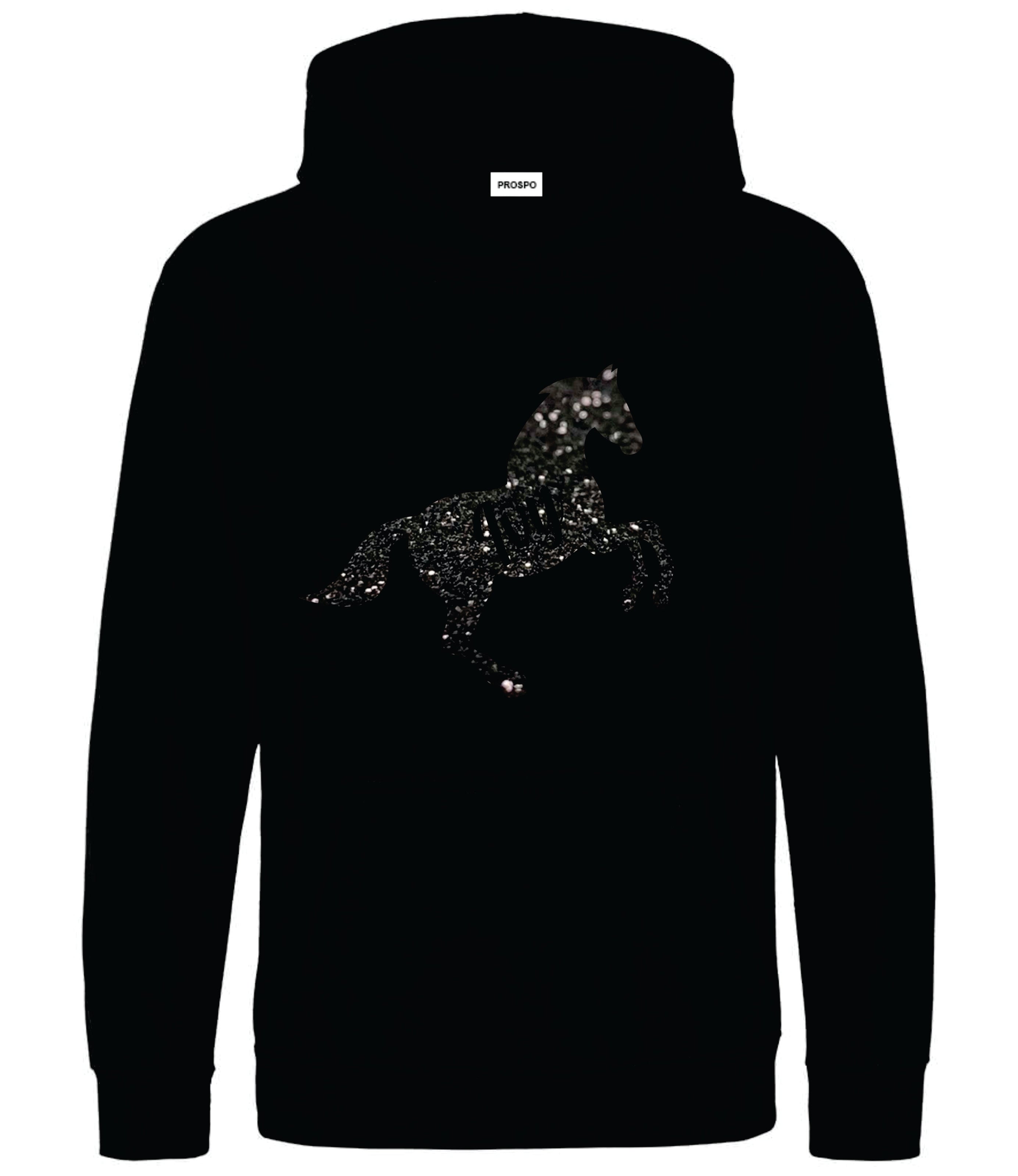 Personalised Glitter Horse Riding Hoodie Girls Boys Hoody Kids Top Jumper