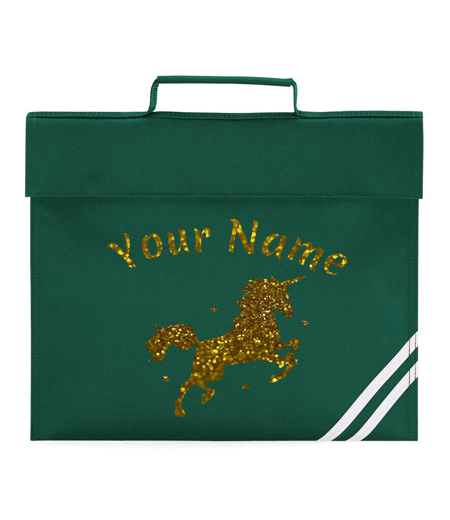 Personalised Childrens Glitter Unicorn School Book Bag Horse Riding Bookbag Gift