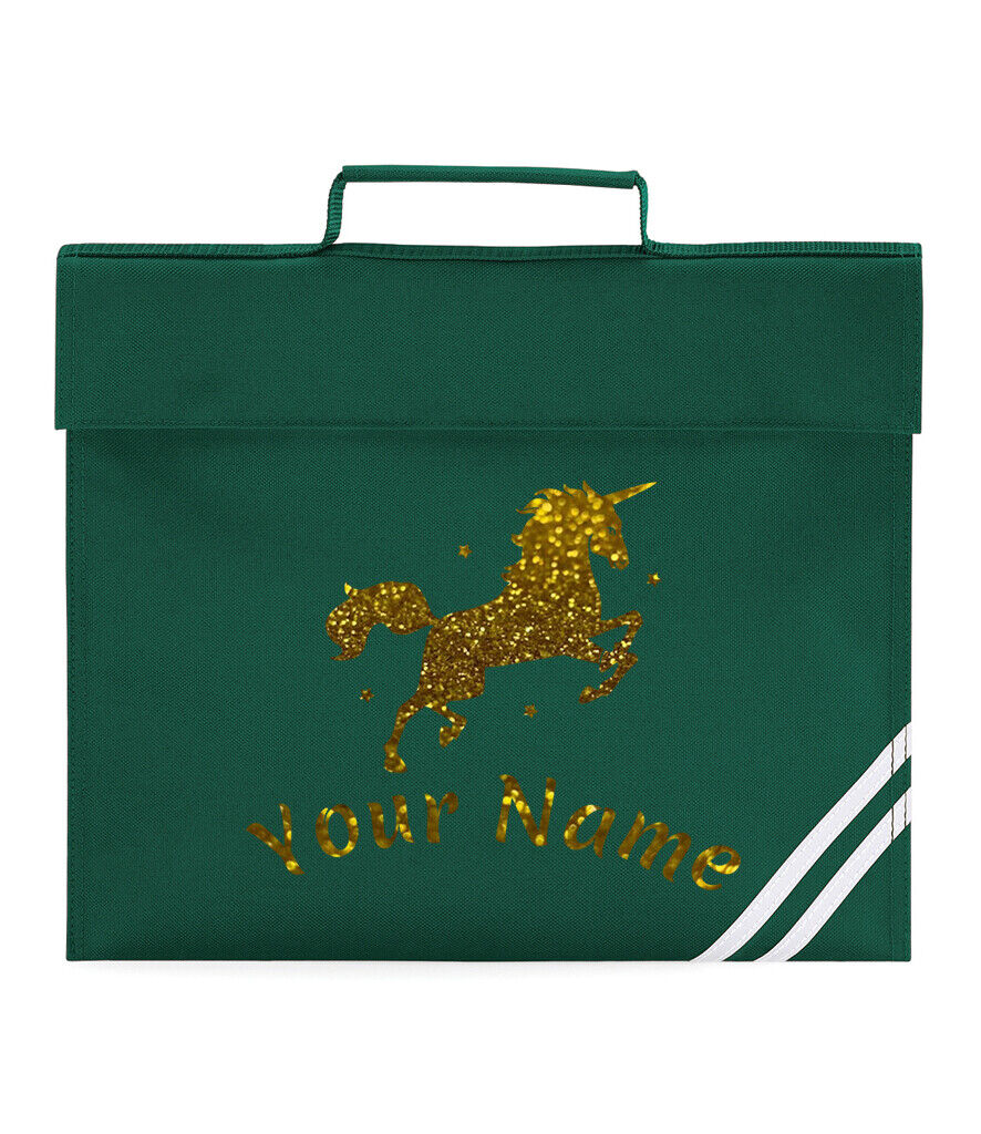 Personalised Childrens Glitter Unicorn School Book Bag Horse Riding Bookbag Gift