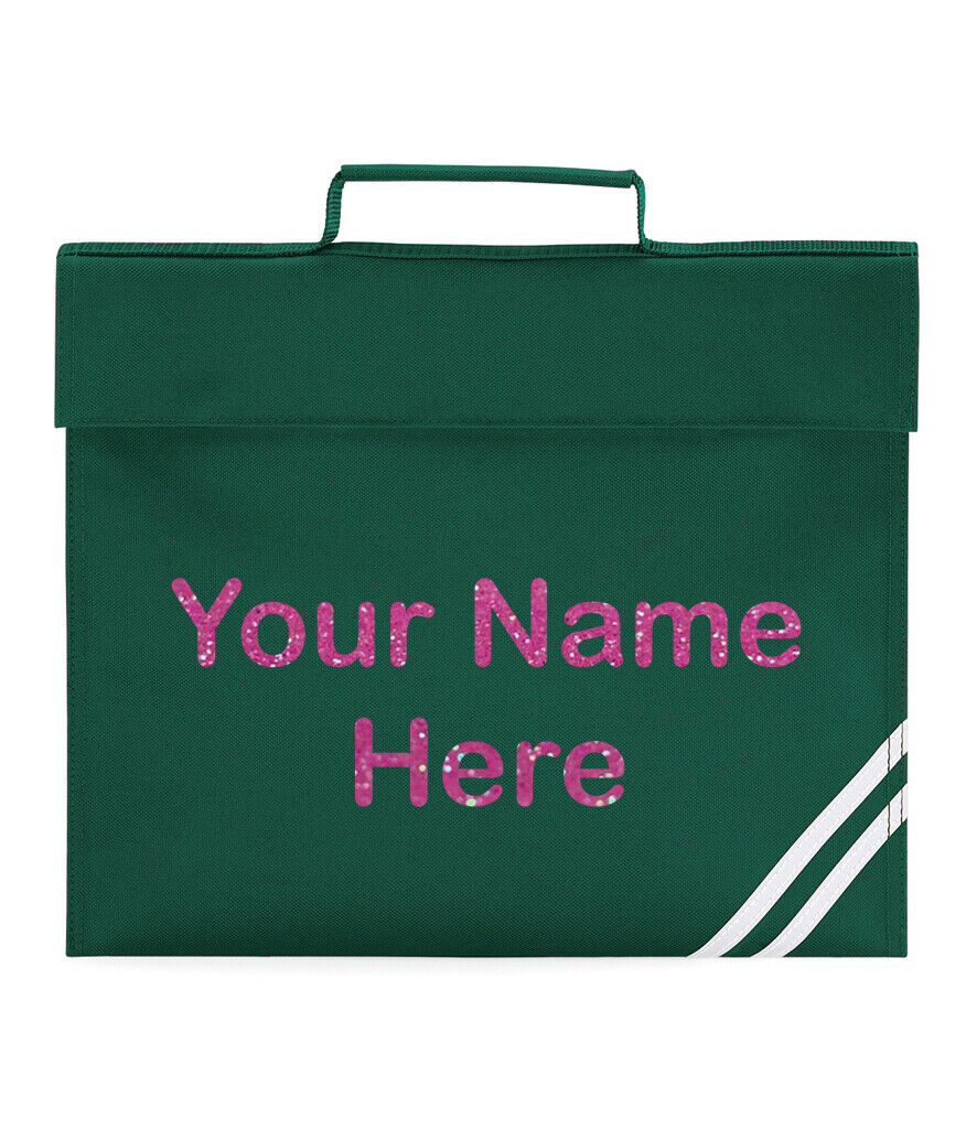 Personalised Book Bag Back To School Any Name Glitter Childrens Girls PE Gift