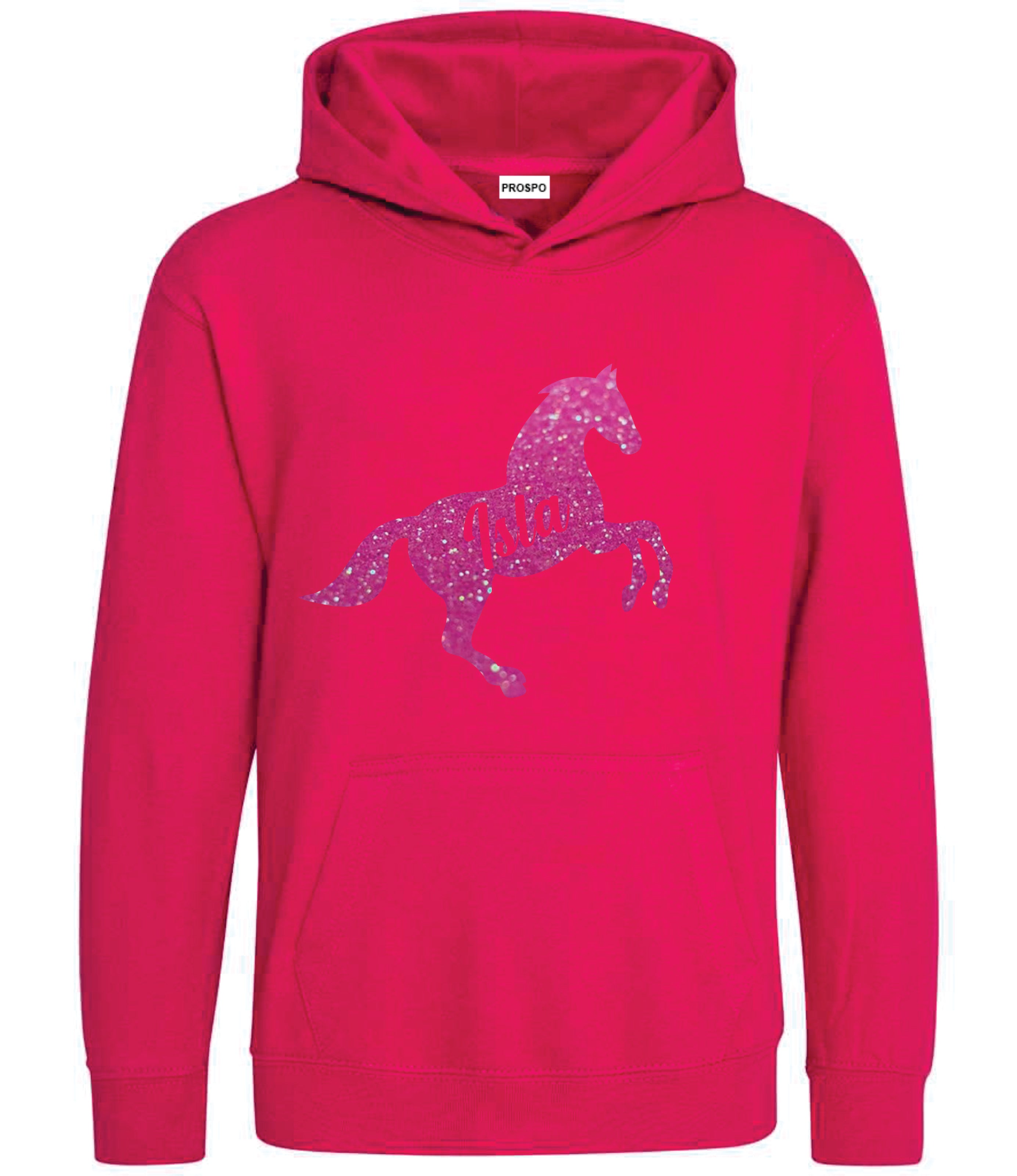 Personalised Glitter Horse Riding Hoodie Girls Boys Hoody Kids Top Jumper