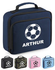 Personalised Football Lunch Box Custom Name School Kids Boys Girls Insulated Bag