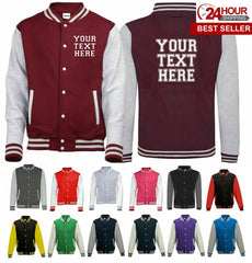 Personalised Printed Varsity Jacket, Baseball College Letterman Unisex Jacket