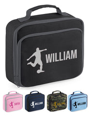 Personalised Lunch Bag Football Boys School Insulated Any Name Kids Snack Box