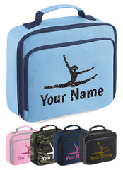 Girls Personalised Glitter Gymnastics School Lunch Bag Kids Dance Insulated Box