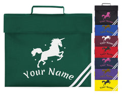 Personalised Childrens Glitter Unicorn School Book Bag Horse Riding Bookbag Gift