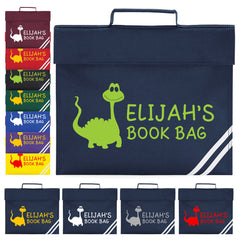 Personalised Book Bag Dinosaur Girls Boys School Books Cute Any Name PE Kit Gift