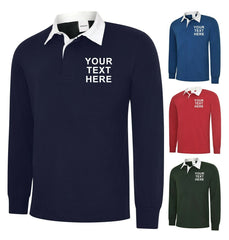 Personalised Classic Rugby Shirt Custom Embroidered Sport Work Wear Casual Top