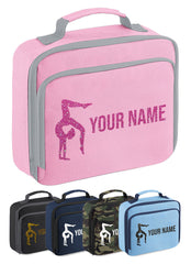 Girls Personalised Glitter Gymnastics School Lunch Bag Kids Dance Insulated Box