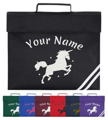 Personalised Childrens Glitter Unicorn School Book Bag Horse Riding Bookbag Gift