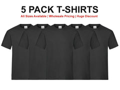 Black 5 Pack Mens Plain Cotton Tshirt T Shirt Blank All Sizes