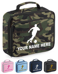 Personalised Lunch Bag Football Boys School Insulated Any Name Kids Snack Box