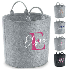 Personalised Name Storage Tub - Customised Toy Bag Basket Box Kids Childrens