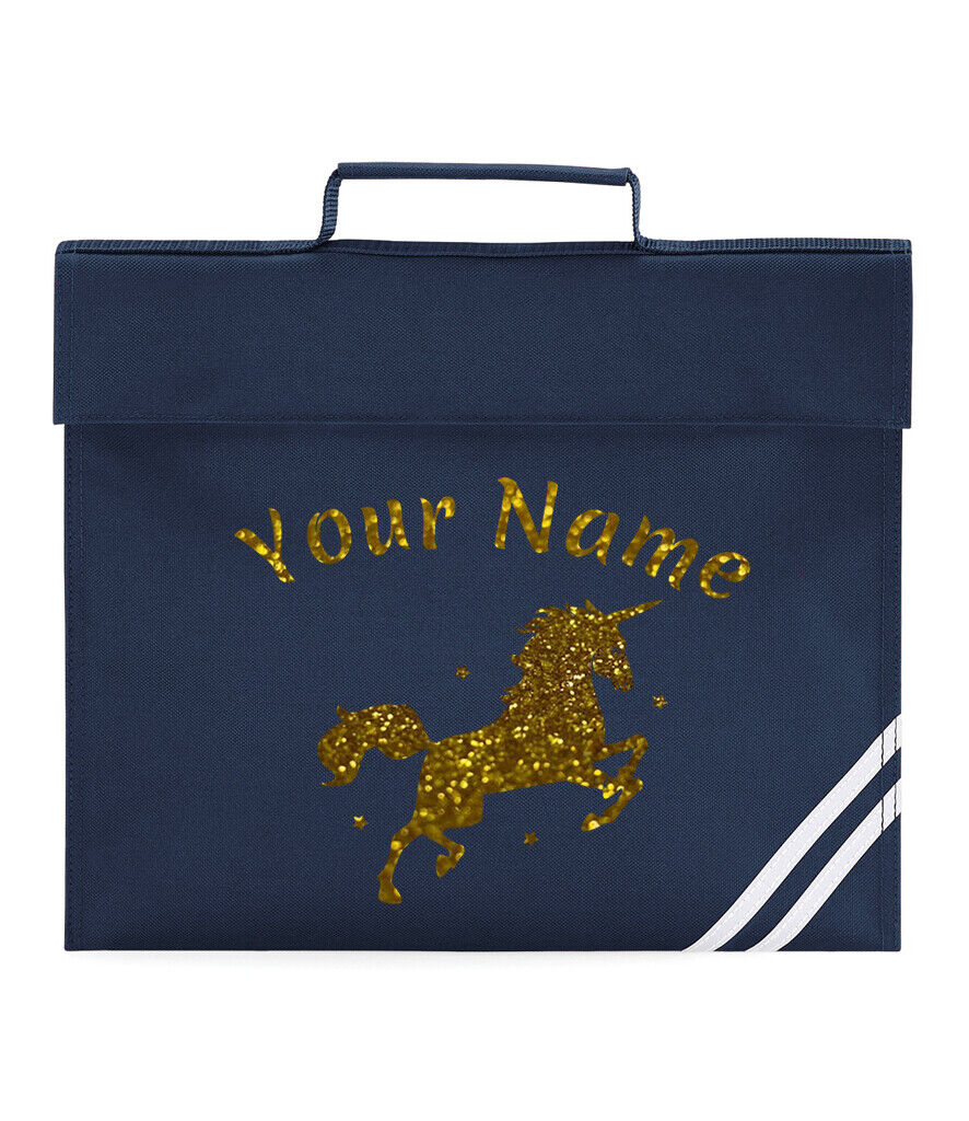 Personalised Childrens Glitter Unicorn School Book Bag Horse Riding Bookbag Gift