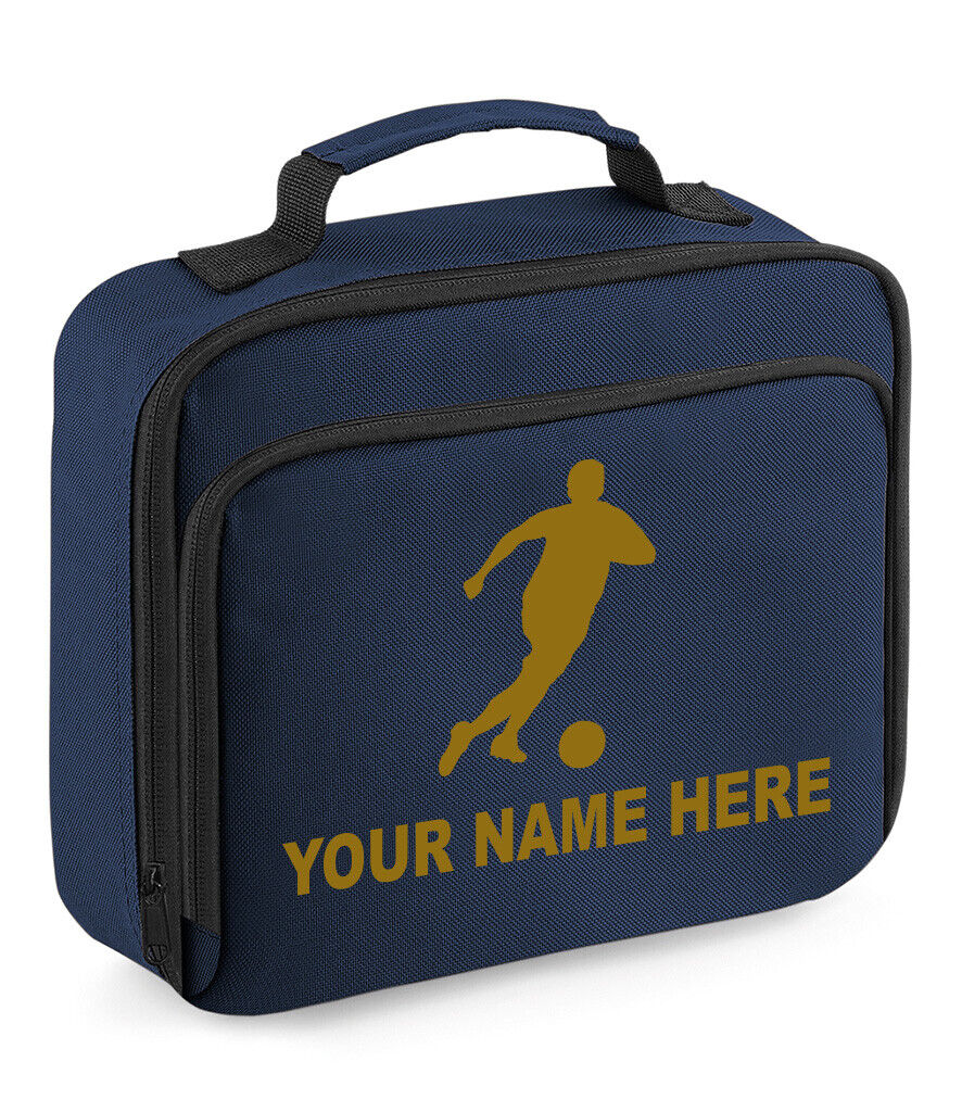 Personalised Lunch Bag Football Boys School Insulated Any Name Kids Snack Box