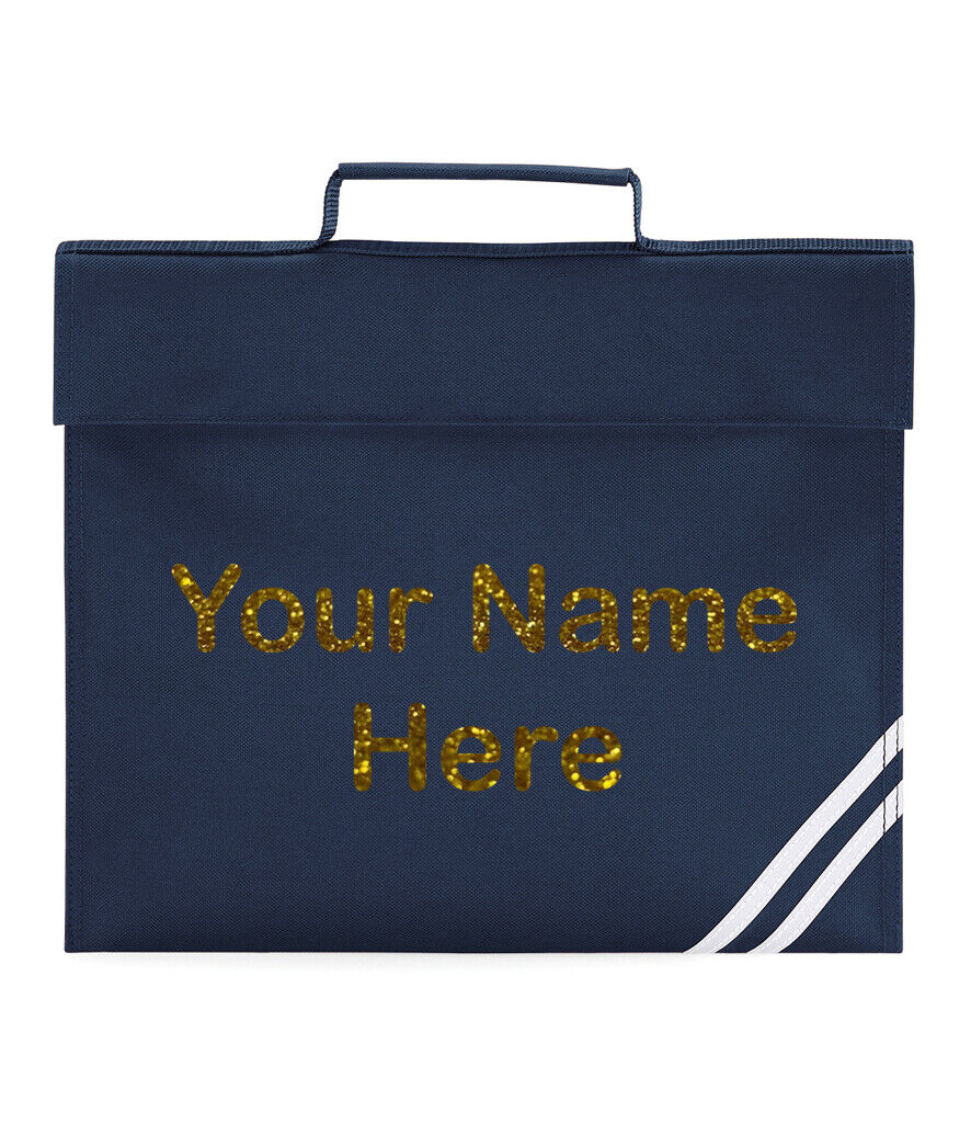 Personalised Book Bag Back To School Any Name Glitter Childrens Girls PE Gift