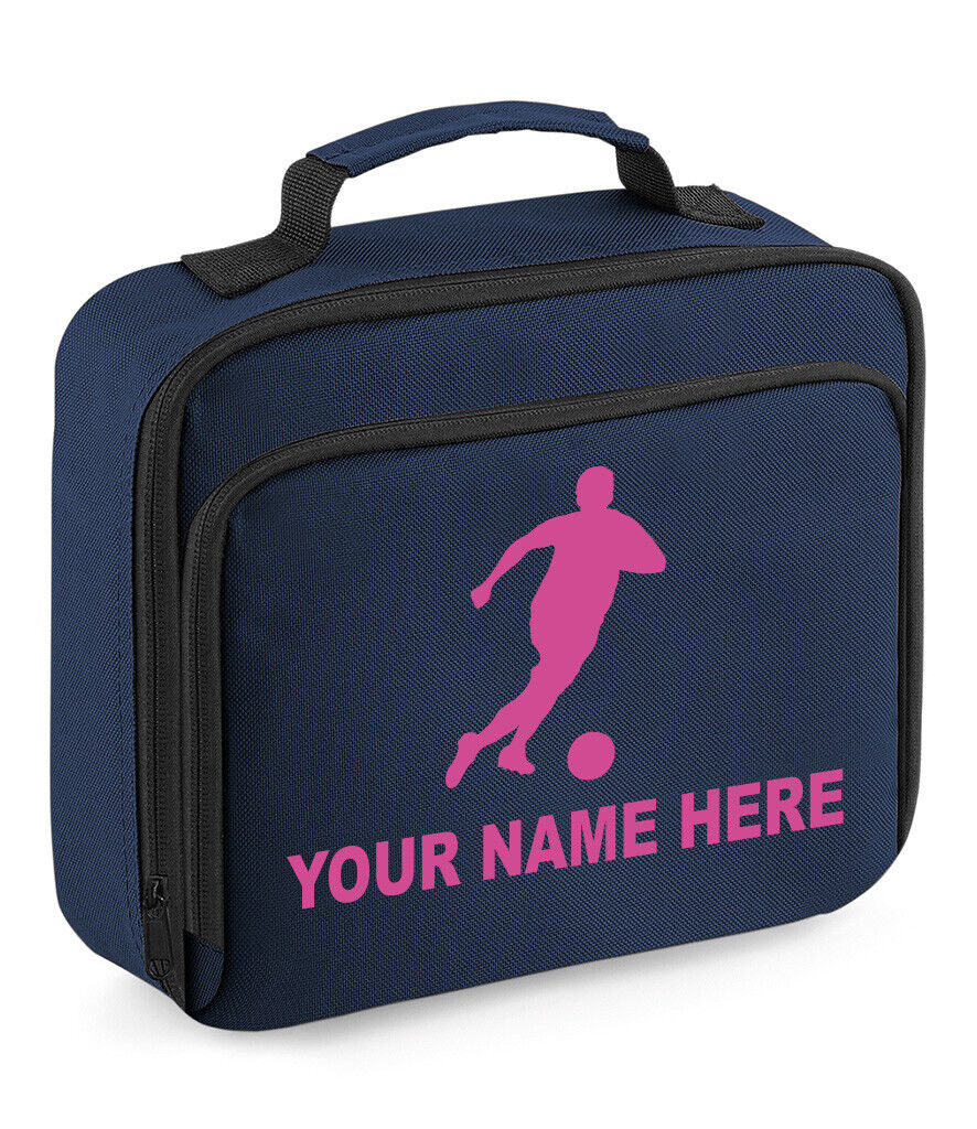 Personalised Lunch Bag Football Boys School Insulated Any Name Kids Snack Box