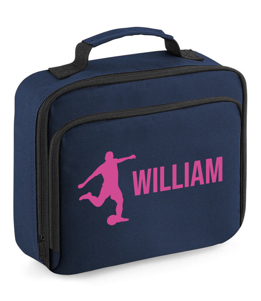 Personalised Lunch Bag Football Boys School Insulated Any Name Kids Snack Box