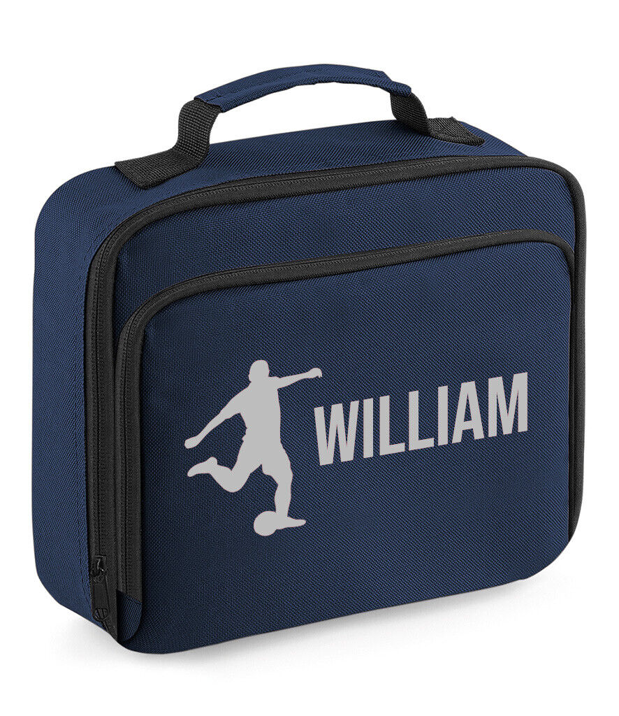 Personalised Lunch Bag Football Boys School Insulated Any Name Kids Snack Box