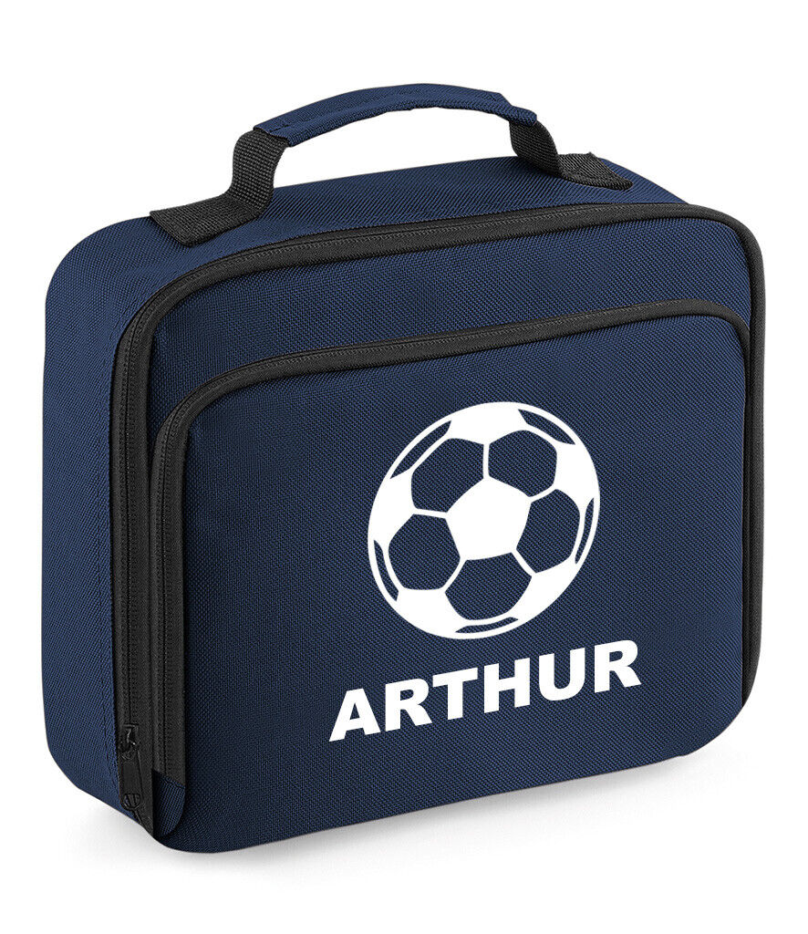 Personalised Football Lunch Box Custom Name School Kids Boys Girls Insulated Bag