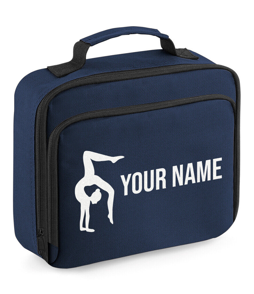 Girls Personalised Glitter Gymnastics School Lunch Bag Kids Dance Insulated Box