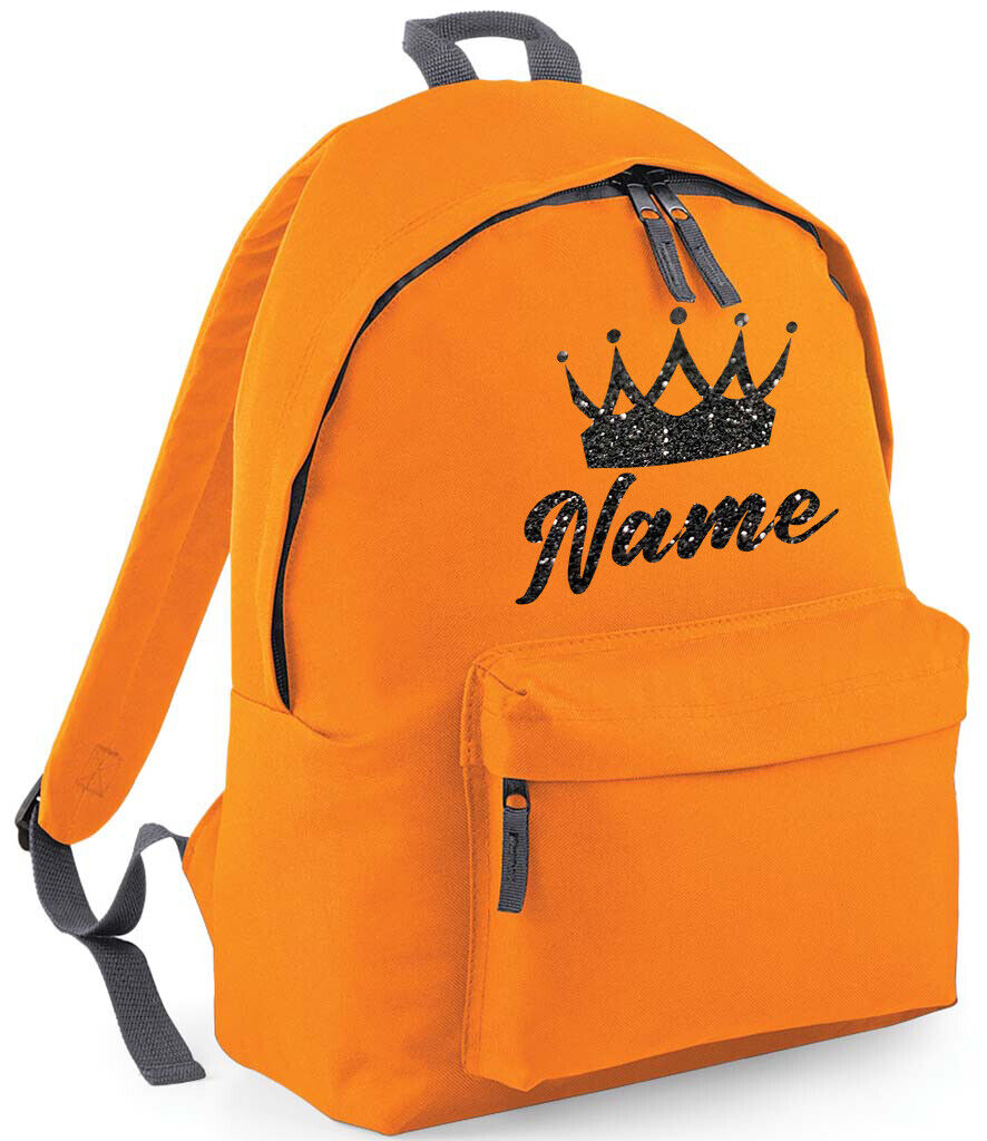 Personalised School Backpack Bag Kids Any Name Text Girls Crown Rucksack PE Kit