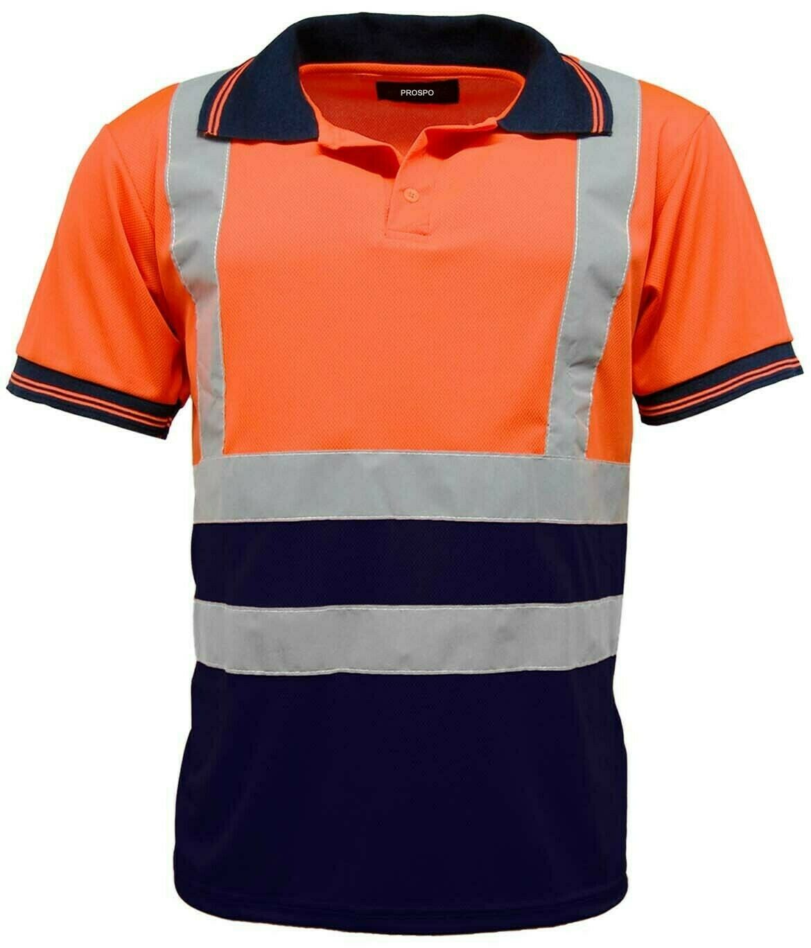 HI VIZ VISIBILITY POLO T SHIRT REFLECTIVE TAPE SAFETY HIGH VIS SECURITY WORK TOP