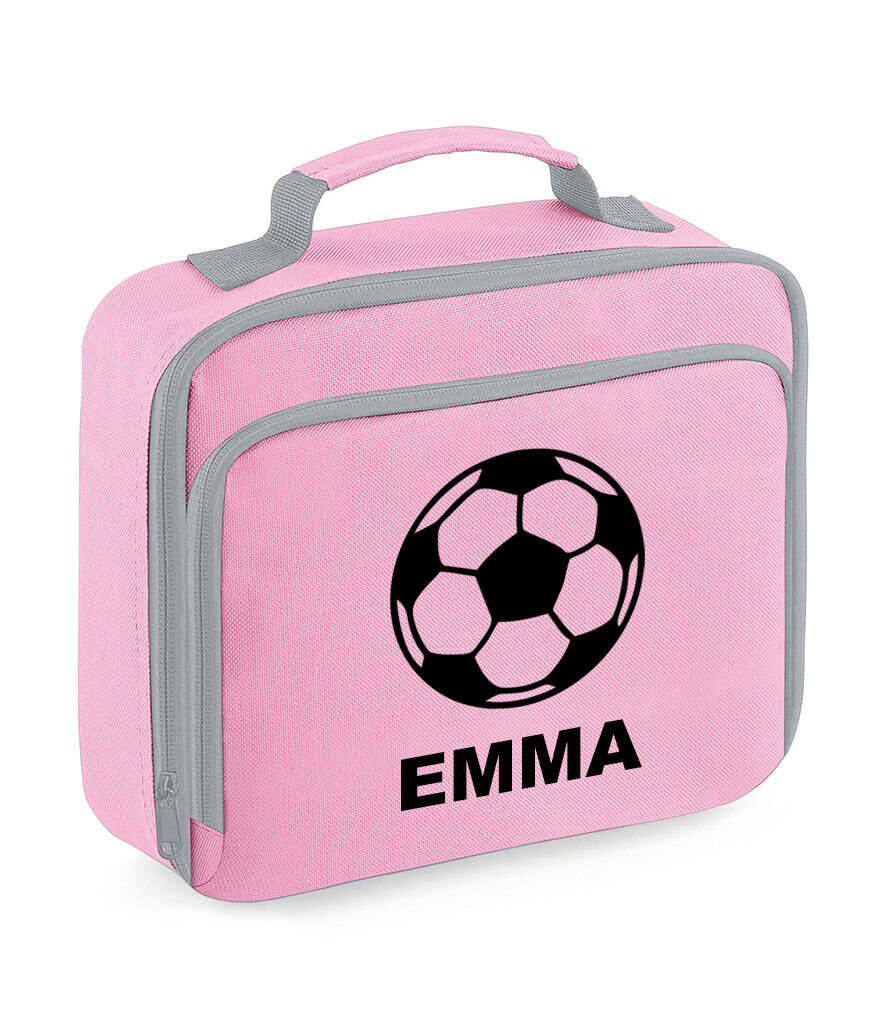 Personalised Football Lunch Box Custom Name School Kids Boys Girls Insulated Bag