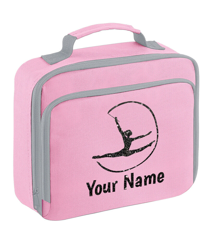 Girls Personalised Glitter Gymnastics School Lunch Bag Kids Dance Insulated Box