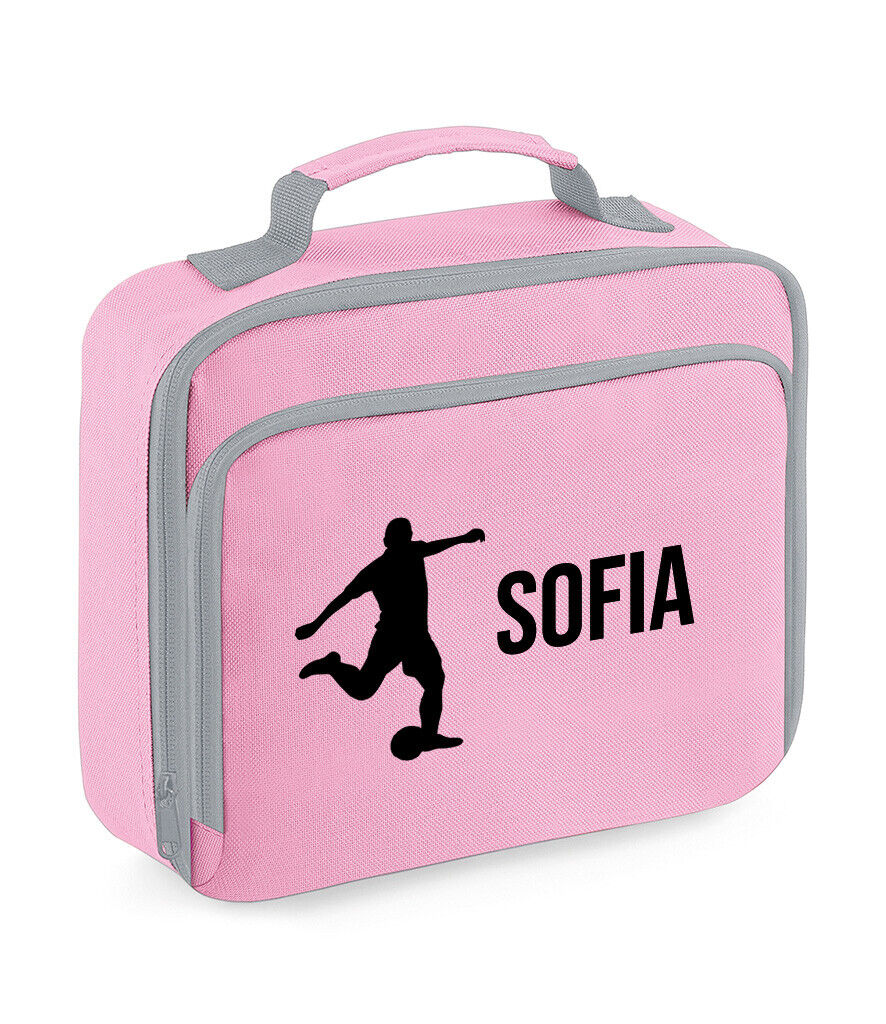 Personalised Lunch Bag Football Boys School Insulated Any Name Kids Snack Box