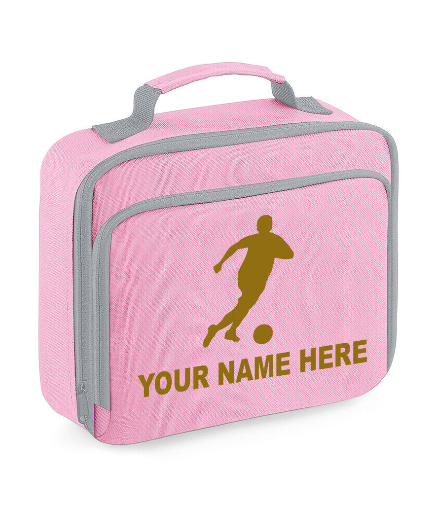 Personalised Lunch Bag Football Boys School Insulated Any Name Kids Snack Box