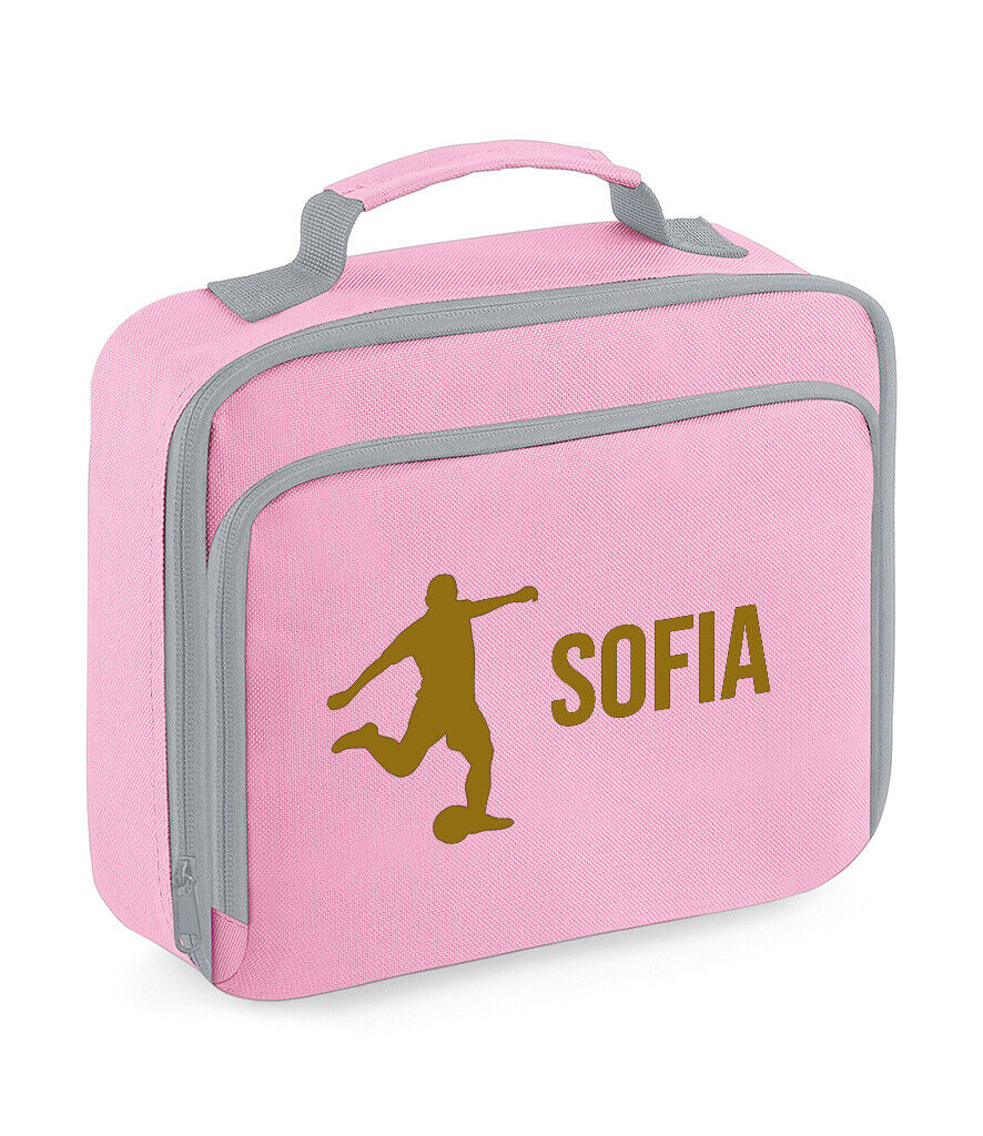 Personalised Lunch Bag Football Boys School Insulated Any Name Kids Snack Box