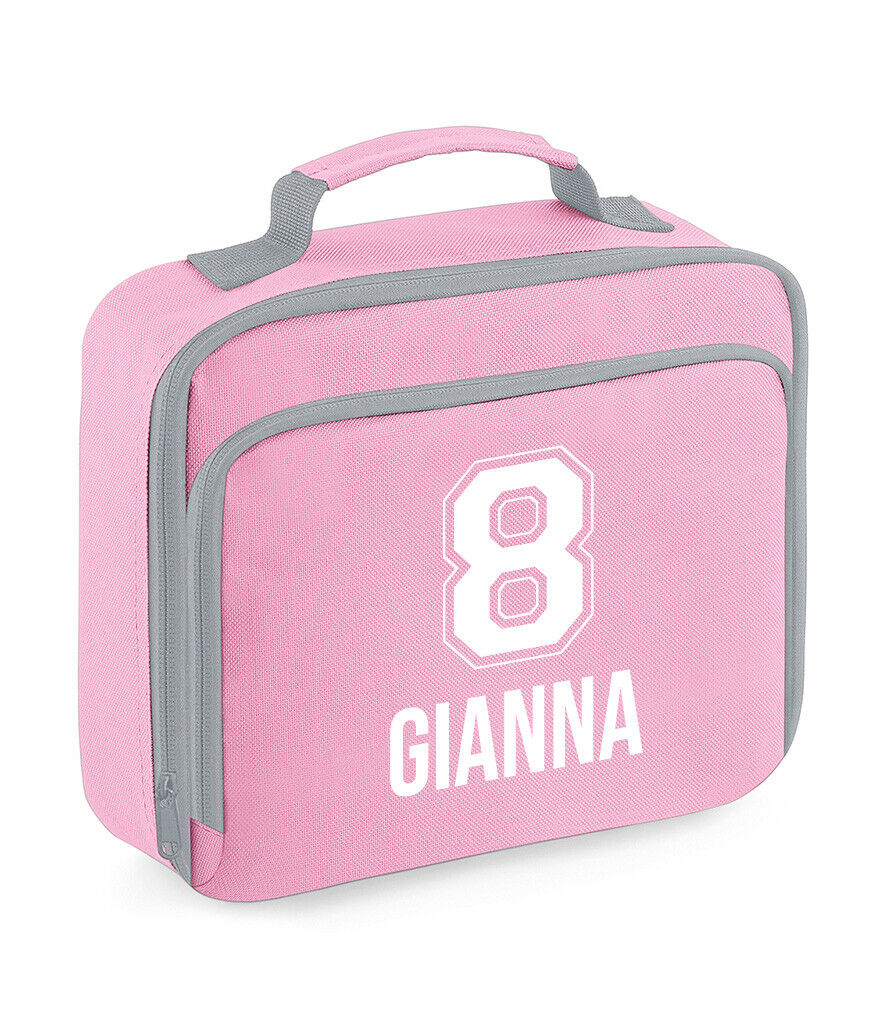 Personalised School Lunch Bag Kids Insulated Football Kids Name Number Snack Box