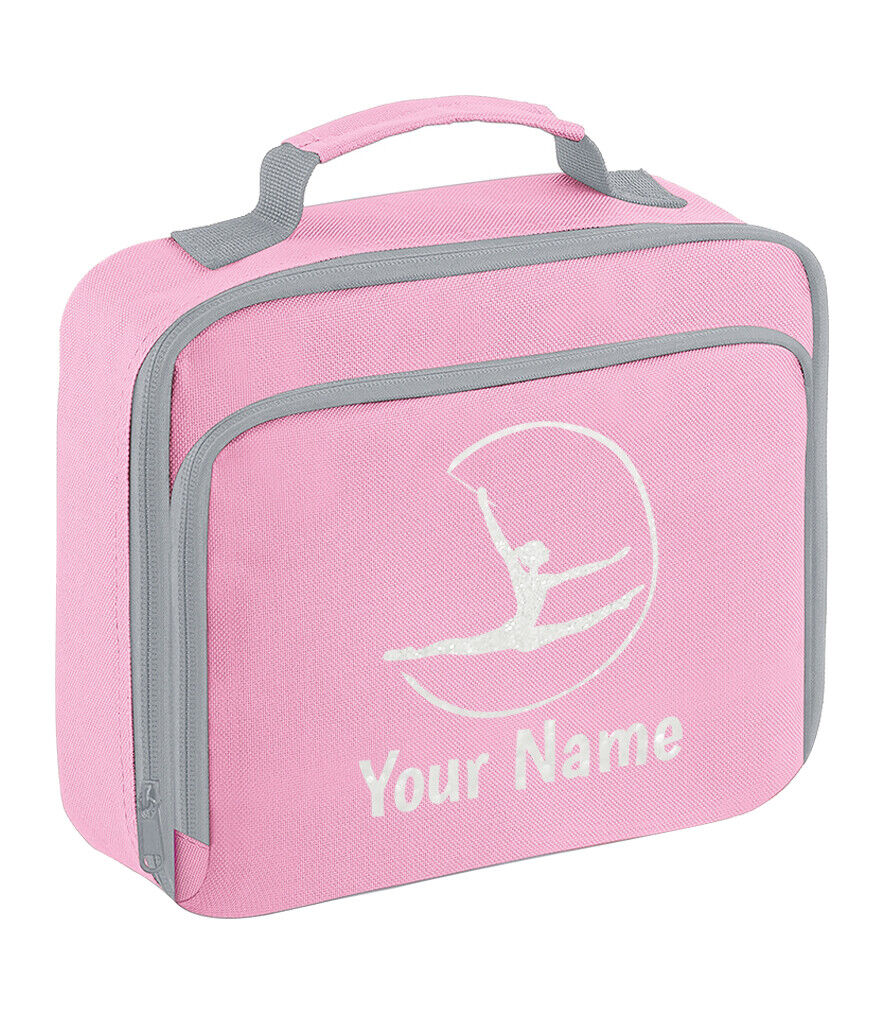 Girls Personalised Glitter Gymnastics School Lunch Bag Kids Dance Insulated Box