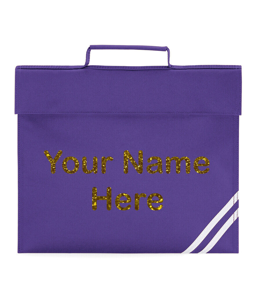 Personalised Book Bag Back To School Any Name Glitter Childrens Girls PE Gift