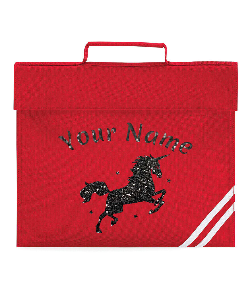 Personalised Childrens Glitter Unicorn School Book Bag Horse Riding Bookbag Gift