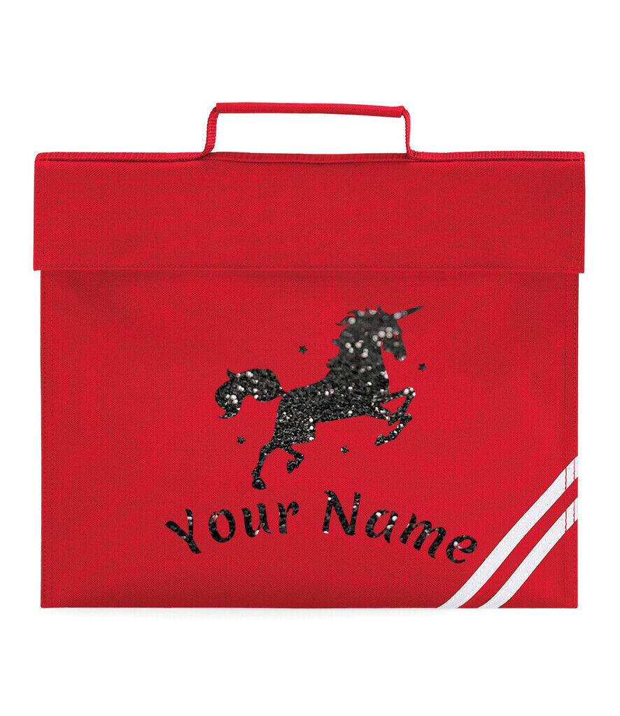 Personalised Childrens Glitter Unicorn School Book Bag Horse Riding Bookbag Gift