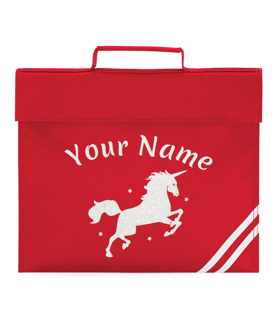 Personalised Childrens Glitter Unicorn School Book Bag Horse Riding Bookbag Gift