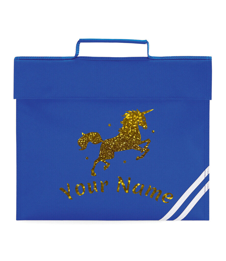 Personalised Childrens Glitter Unicorn School Book Bag Horse Riding Bookbag Gift