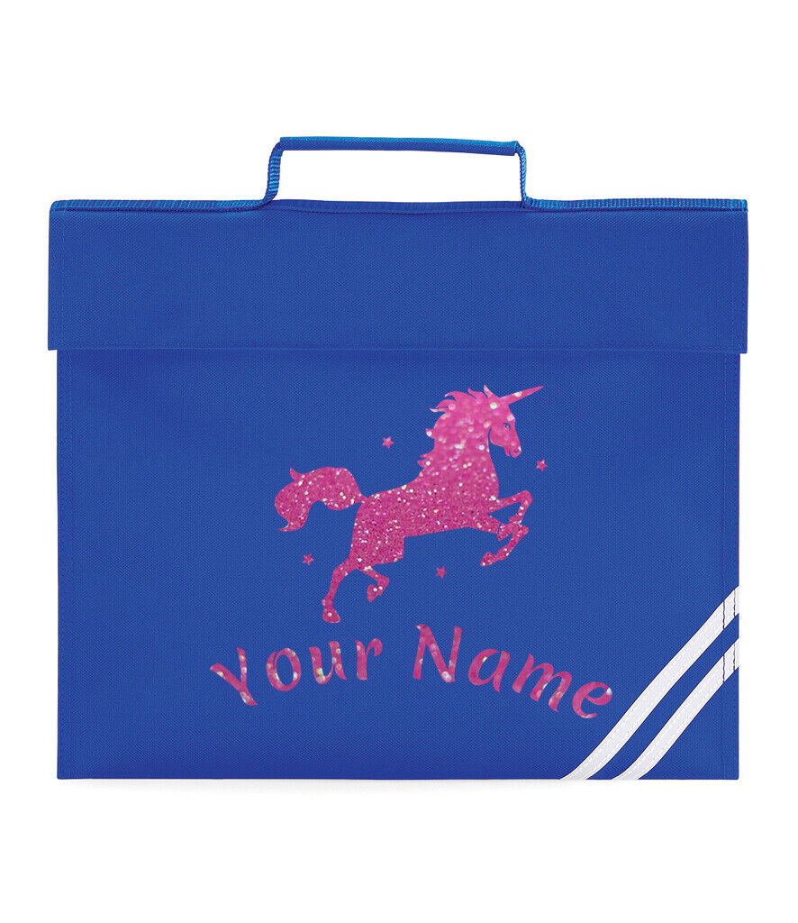 Personalised Childrens Glitter Unicorn School Book Bag Horse Riding Bookbag Gift