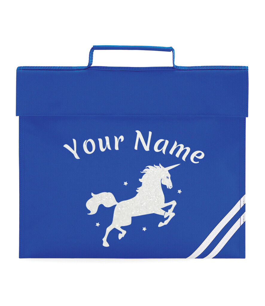 Personalised Childrens Glitter Unicorn School Book Bag Horse Riding Bookbag Gift