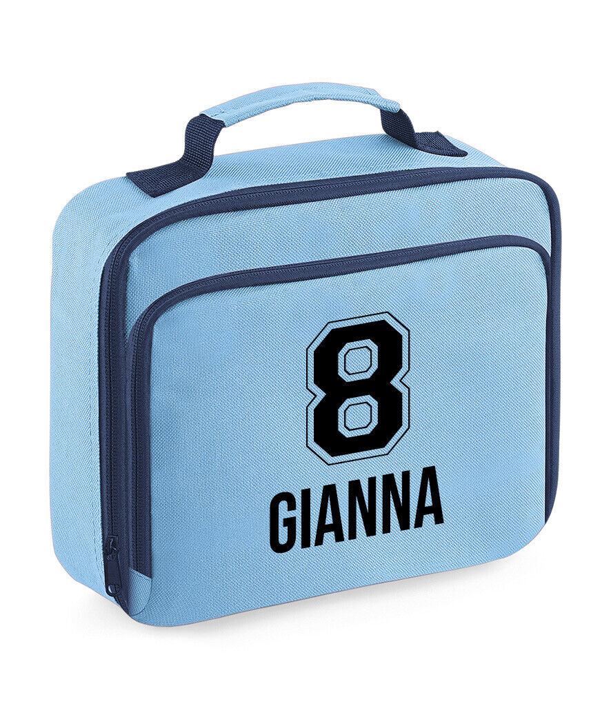 Personalised School Lunch Bag Kids Insulated Football Kids Name Number Snack Box