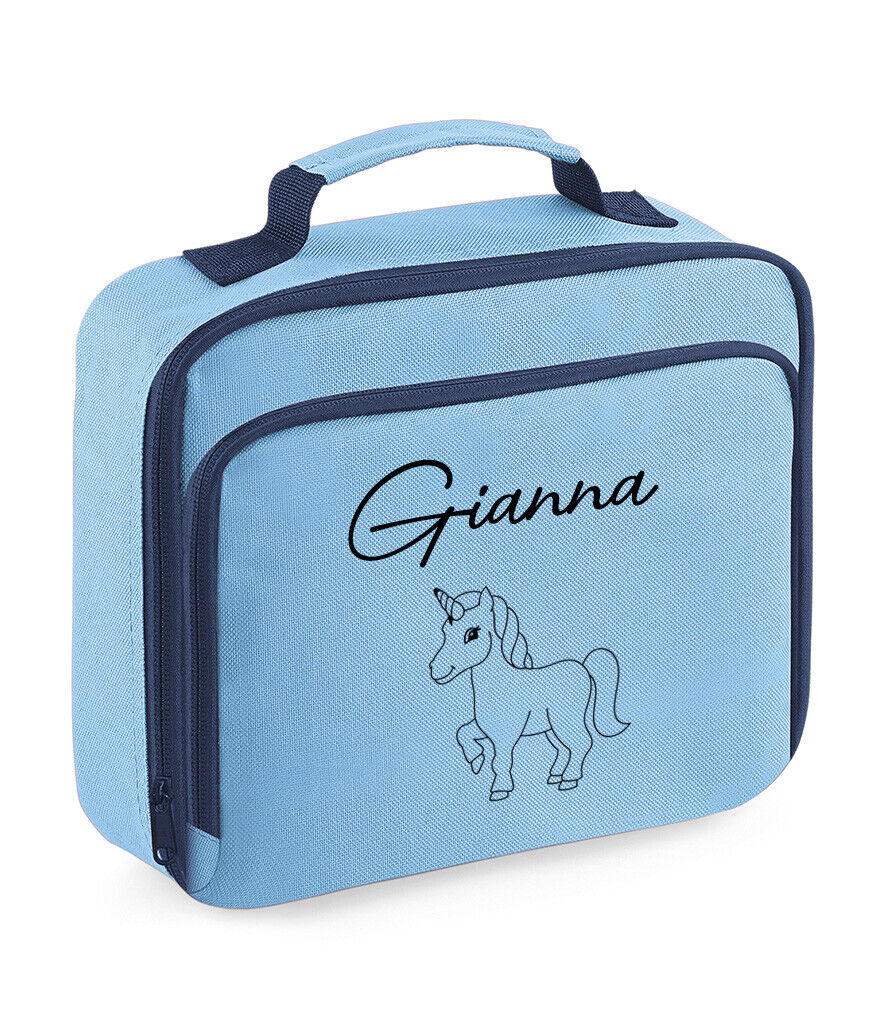 Personalised Unicorn Lunch Box Custom Name School Kids Boys Girls Insulated Bag