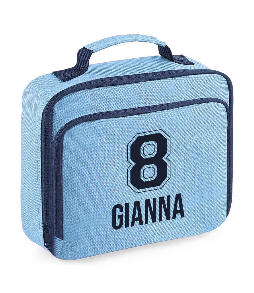 Personalised School Lunch Bag Kids Insulated Football Kids Name Number Snack Box