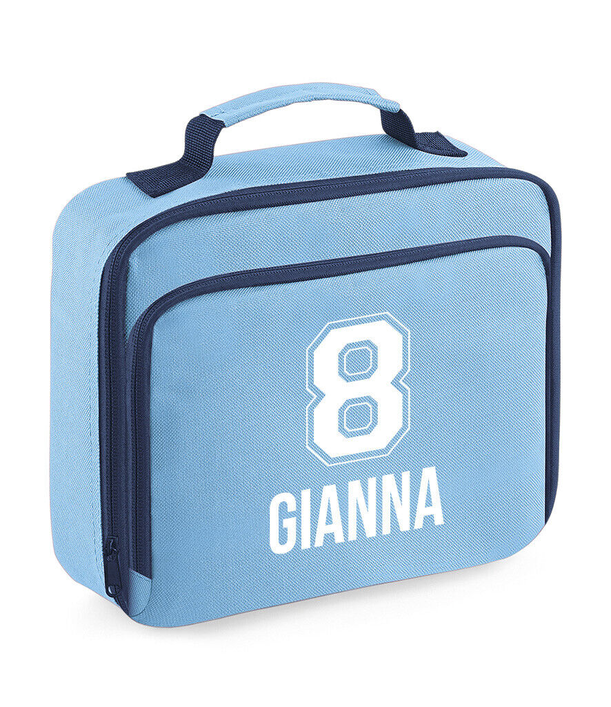 Personalised School Lunch Bag Kids Insulated Football Kids Name Number Snack Box