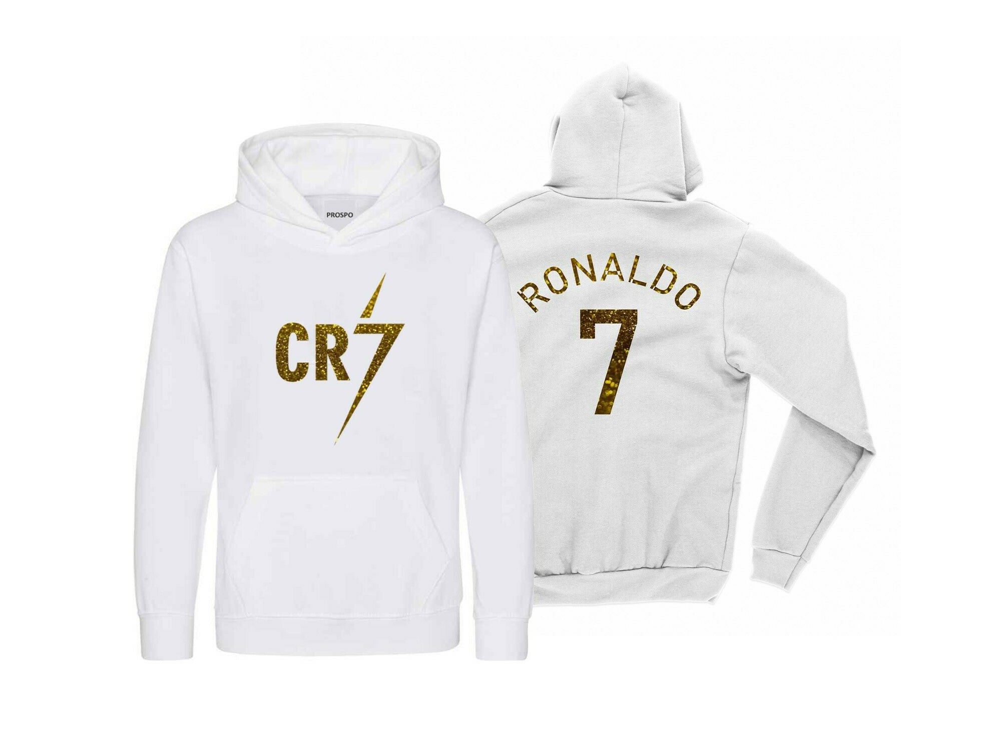 PROSPO Kids CR7 Hoodie Football Inspired Ronaldo #7 GOAT Hoody Jumper Merch Gift