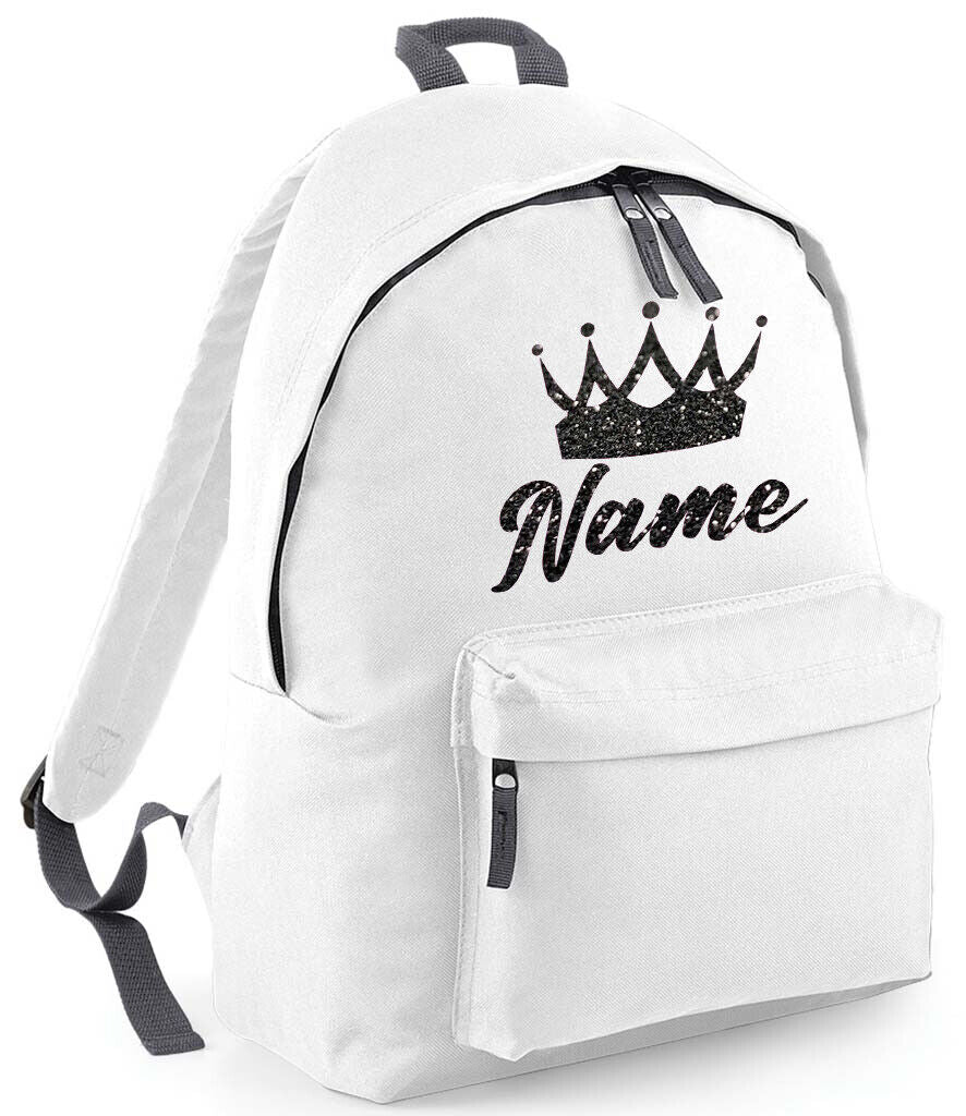 Personalised School Backpack Bag Kids Any Name Text Girls Crown Rucksack PE Kit