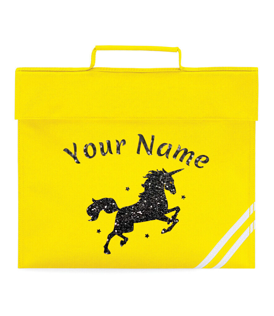 Personalised Childrens Glitter Unicorn School Book Bag Horse Riding Bookbag Gift