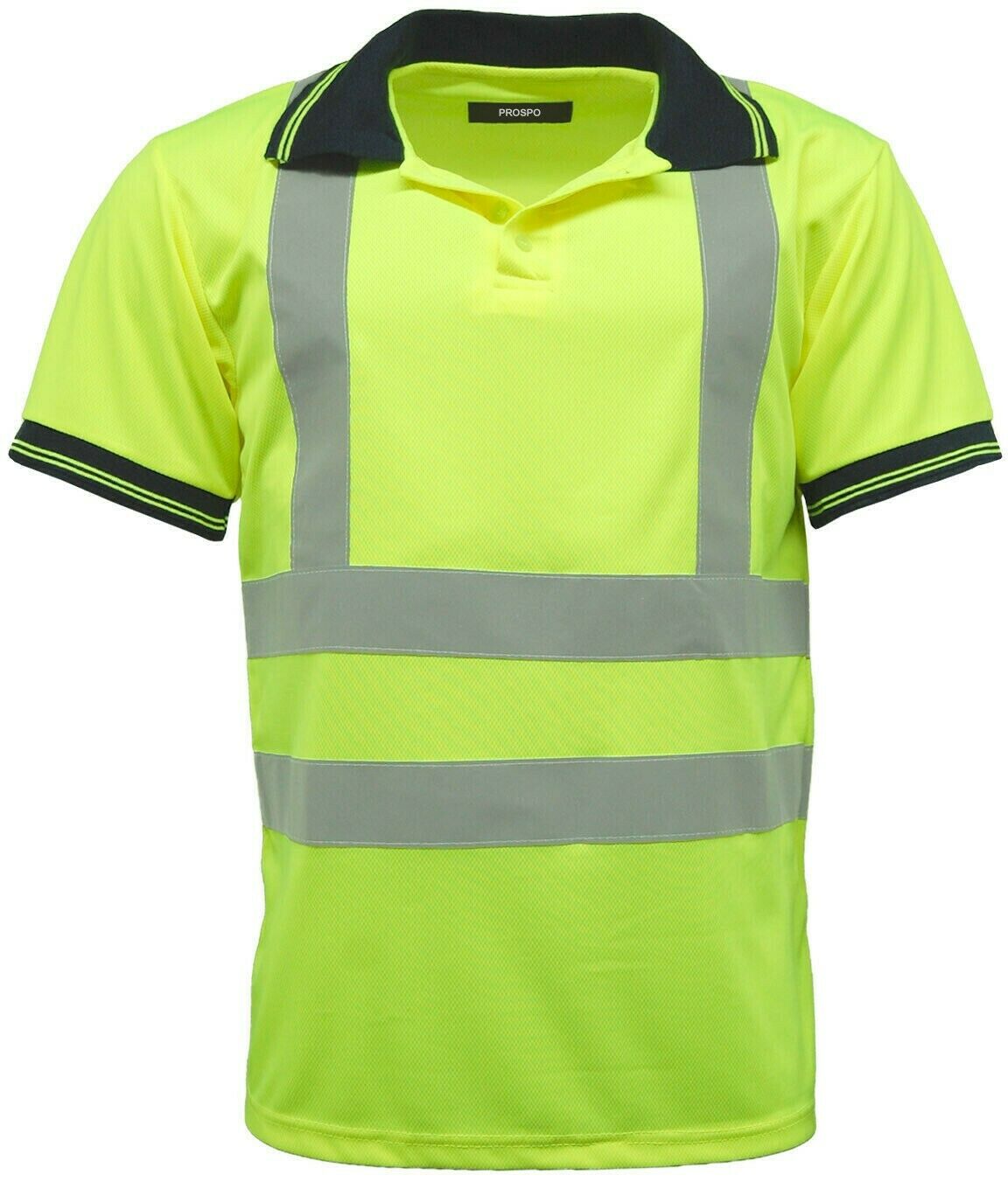 HI VIZ VISIBILITY POLO T SHIRT REFLECTIVE TAPE SAFETY HIGH VIS SECURITY WORK TOP